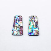 19×37 mm Pink/Black Trapezoid Abalone Shell, One-Hole Sew-On Shell on Acrylic Gem (Sold in Pairs)